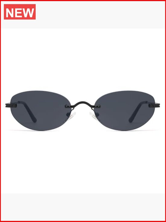 Retro Oval Sunglasses Women Trendy Rimless Vintage Narrow Shades main image 5